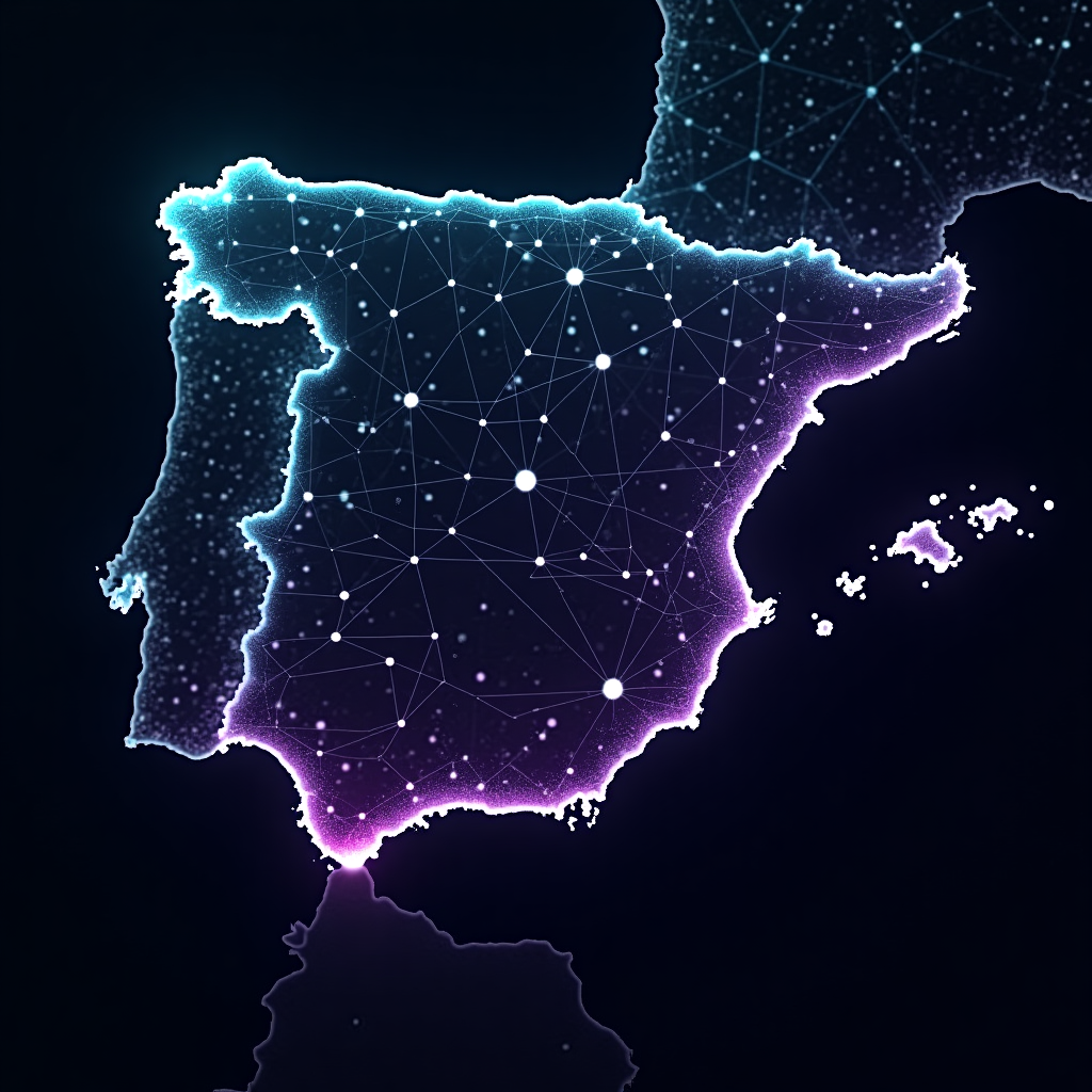 Representación digital de España con redes de comunicación